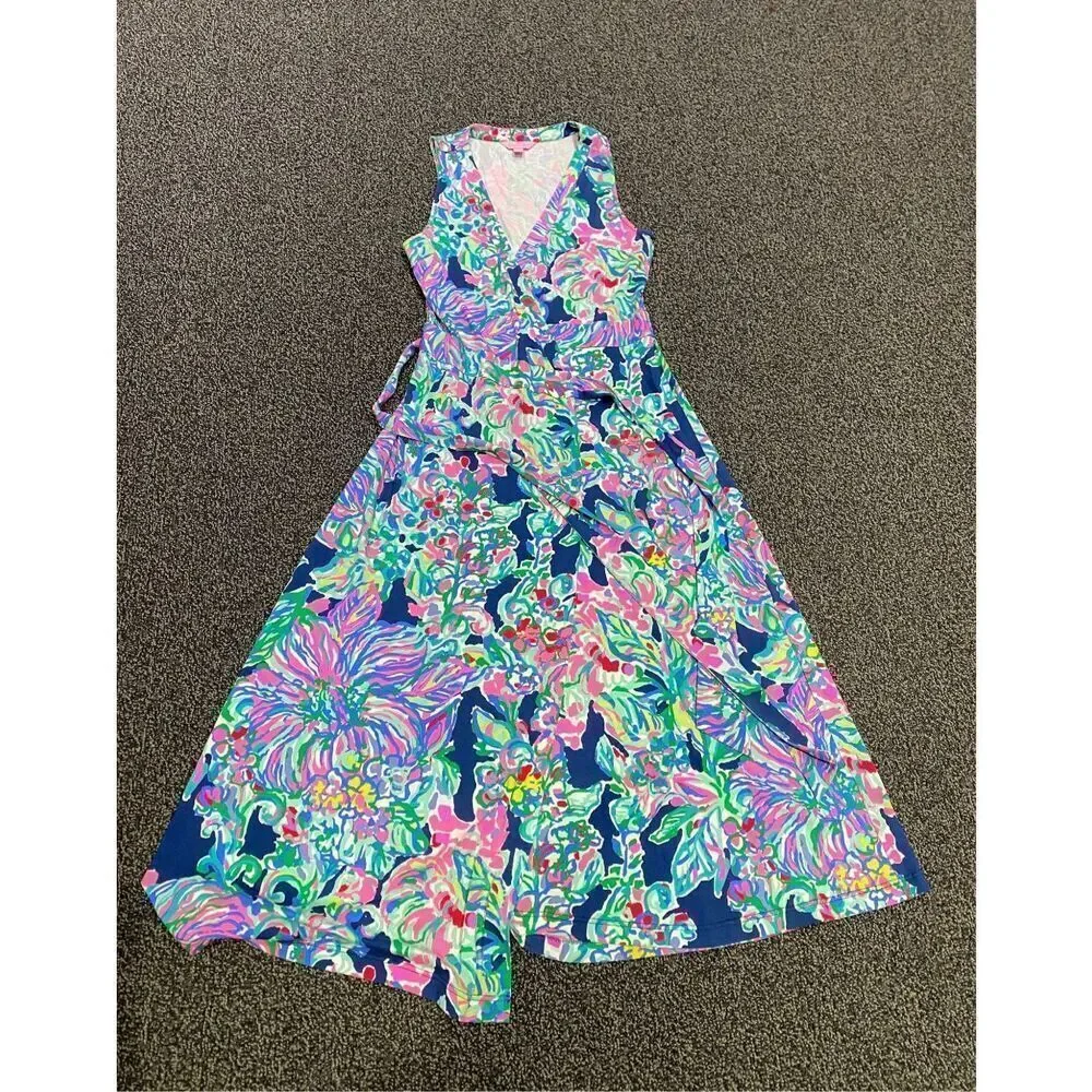lilly pulitzer delfina maxi dress Lilly Pulitzer Women's Delfina Maxi Wrap Dress - Indigo